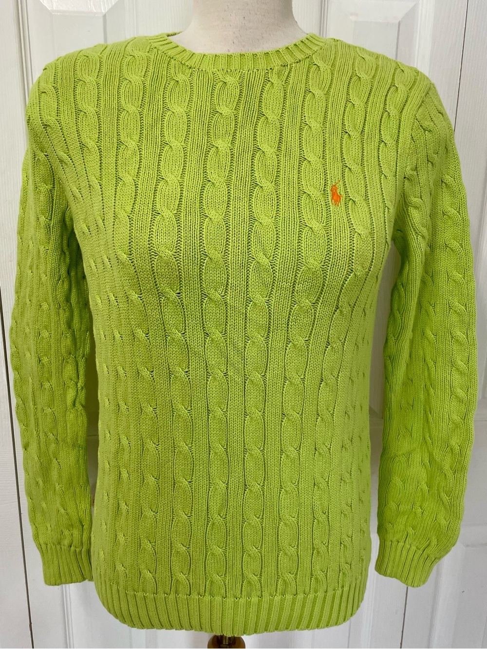 Ralph Lauren Bright Lime Cable Knit Sweater